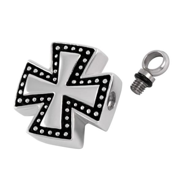 Stainless Steel Maltese Cross Pendant Necklace for Ashes Urn Memorial Keepsake Jewelry