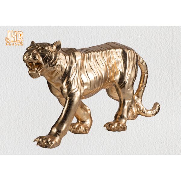 Lifesize Resin Tiger Statue Golden Fiberglass Animal Figurine Indoor Decoration