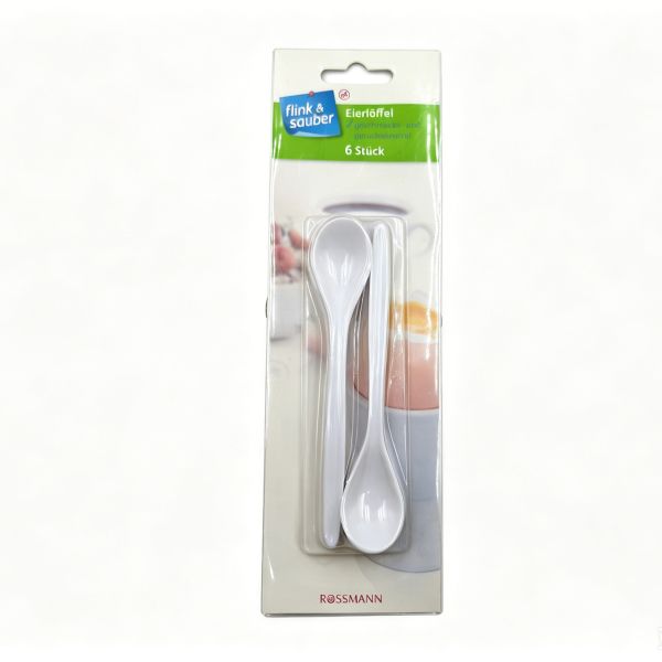 Quick-clean plastic egg spoons, white – odorless and tasteless, suitable for breakfast eggs, desserts, etc.