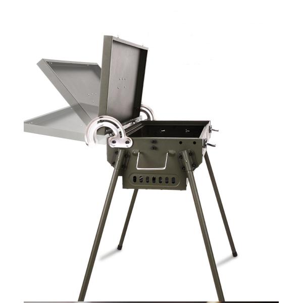 Chrome Plated Rotating Skewer Suitcase Grill Perfect for Camping and Outdoor Cooking