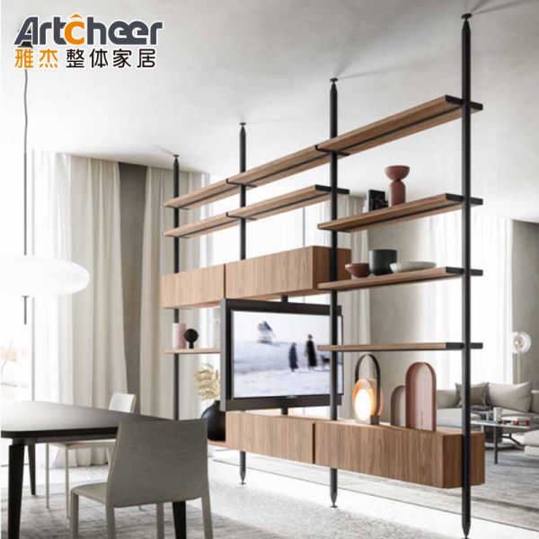 Modern Design Aluminum Frame Display Cabinet with Adjustable Shelf for Living Room