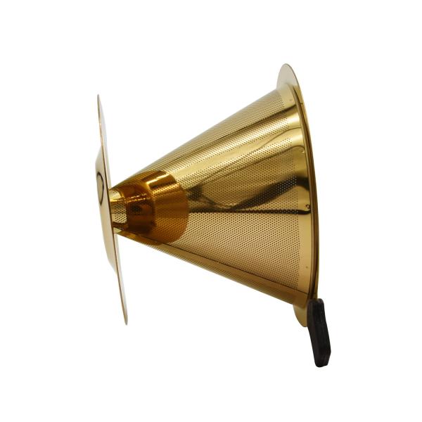 Titanium Coated Gold Pour Over Metal Cone Coffee Filter Dripper Reusable