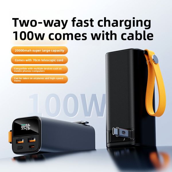 Aluminum Alloy Laptop Power Bank 20000mah High Capacity 100W USB Battery Chargers