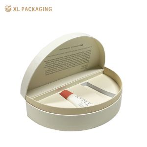 Eco-friendly Half Round Cosmetic Packaging Box with Embossed Logo and EVA Foam Tray