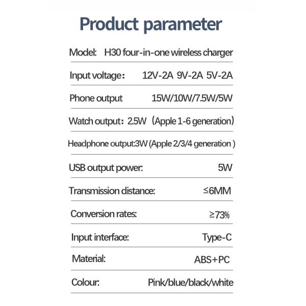 White Multifunction Wireless Charger with 1 Year Input 5V/2A