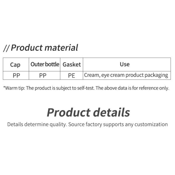 Logotipo del cliente aceptable Simple Custom PP Crema facial de plástico de doble capa Crema para los ojos humectante Cosmético frascos de contenedores
