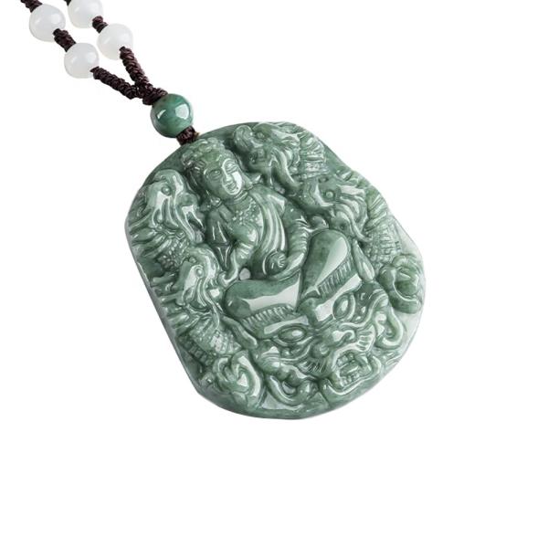 Carved Natural Jade Nine Dragons Guan Yin Pendant Necklace A Unique Addition to Your Jewelry Collection