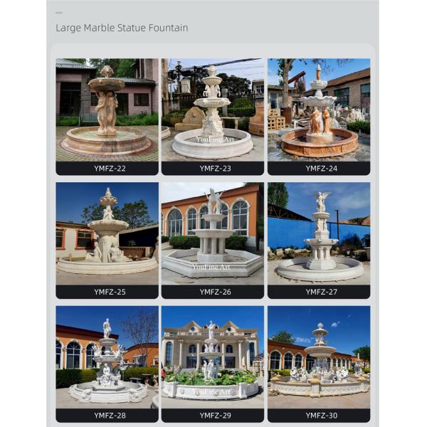 Outdoor Hand Carved White Marble Angel Statue Water Fountain