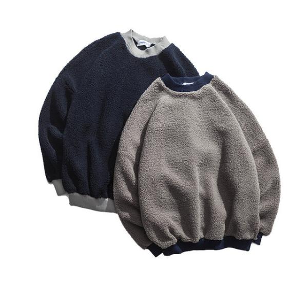 Mens Plain Oversized Crewneck Sweatshirt , Oversized Sherpa Fleece Sweatshirt