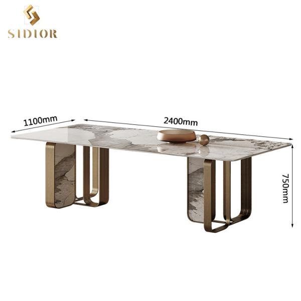 Luxury Modern Home Furniture Dining Room Table Stainless Steel Marble Dining Table