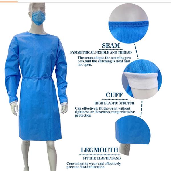 Sterile Waterproof Surgery 25g Blue Isolation Gowns