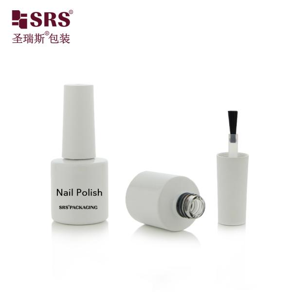 DH-9A 8ML White Painted Glass Round Bottle With Brush For Nail Polish Remover Gel