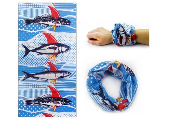 Good Air Permeability  Tubular Headwear Fish Logo Bandana Seamless Connect