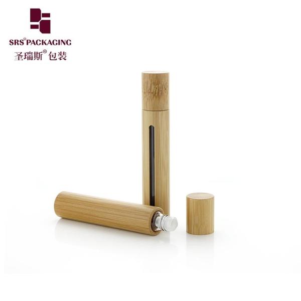 BG(G)-10ML Empty Bamboo Roller Bottle Real Wood Bamboo Material For Essential Oil With Window Glass Applicator Ball