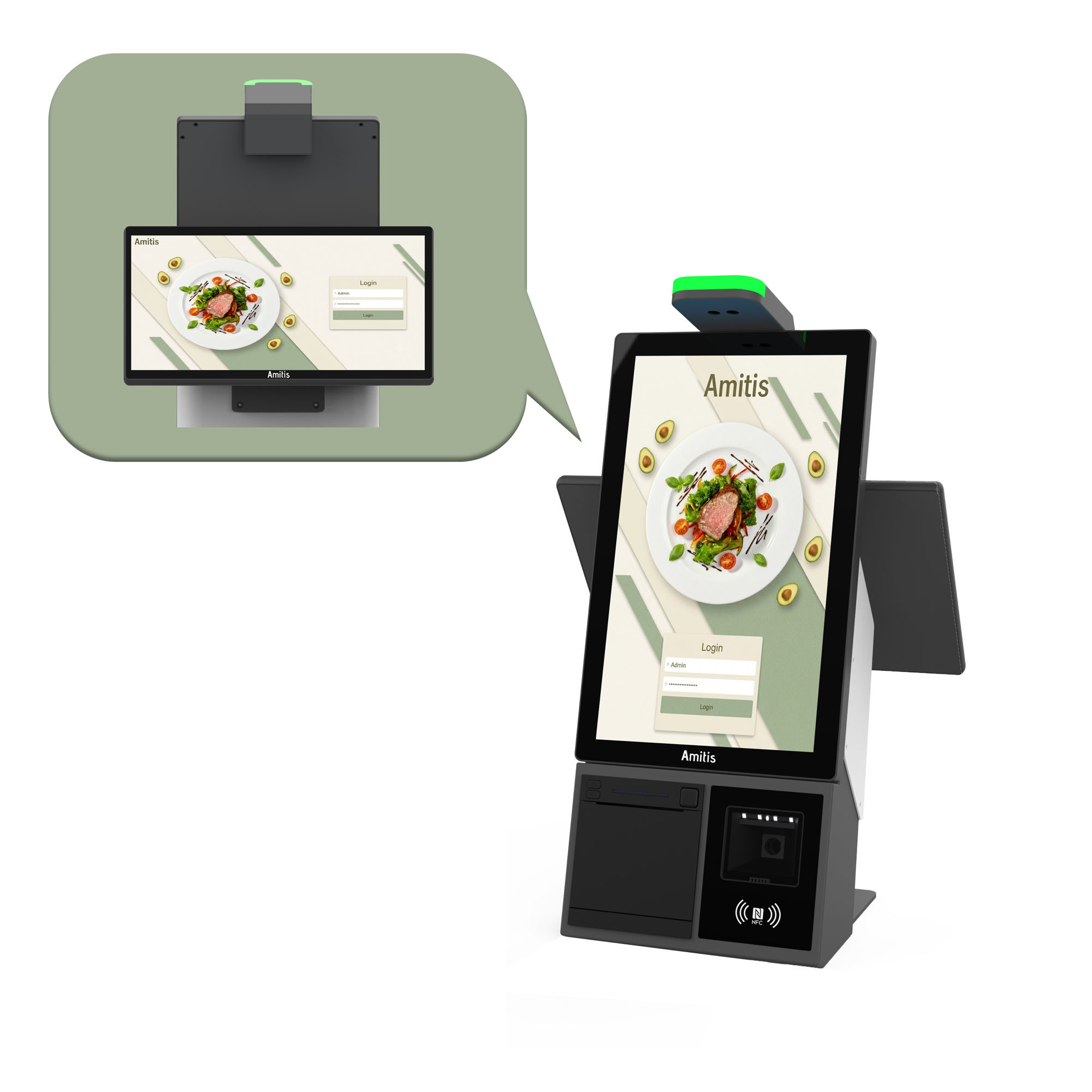 AK80 Desktop Self Service Retail Kiosk i5-1235U Multi Core For Complex Task
