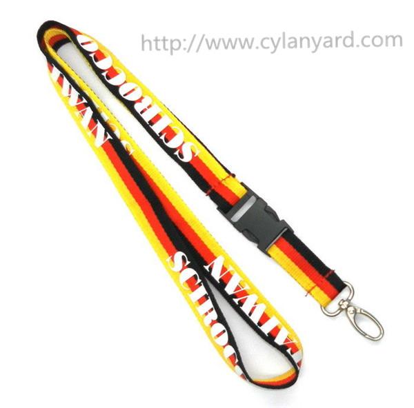 Colored yarn woven striped rainbow lanyards, printed logo dyed yarn woven stripes lanyard,