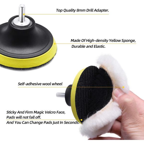 пусковые площадки шерстей 70mm колеса 7Pcs Buffing полируя установили 4,8 унции