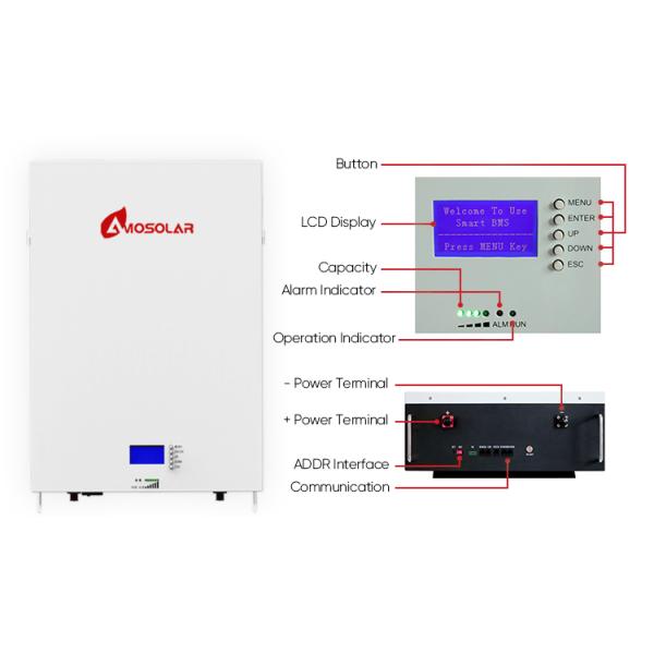 48V 51.2V Lithium Batteries for Solar Systems Room Temperature Storage 6000 Cycle Life