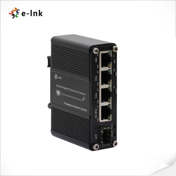 Mini 3-Port 10/100/1000T + 1-Port 100/1000X SFP Hybrid Interface Ethernet Adaptor with PD and PoE Splitter Function