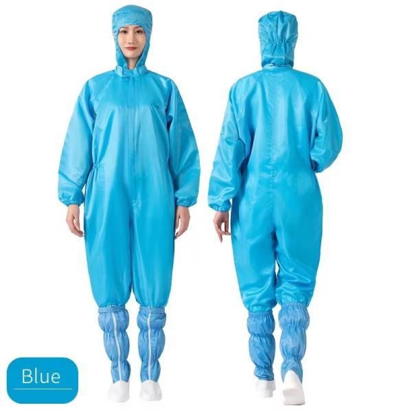 Roupas de trabalho de sala limpa antiestática azul lavável ESD roupa de salto sem capuz roupa de banho limpa sem capuz