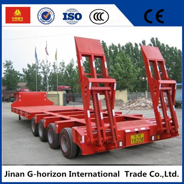 40T 4 Axle Flat Low Bed Semi Trailer / Lowboy Semi Trailer CCC Certification