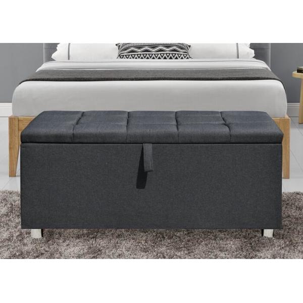 Обитая коробка одеяла ткани Ottoman темная Великобритании FR хранения ткани серая