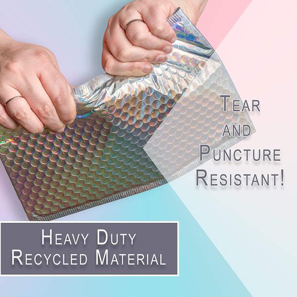 Custom Packaging Holographic Silver Metallic Bubble Envelopes Shipping Laser Bubble Mailer Waterproof Shockproof Bubble Bags