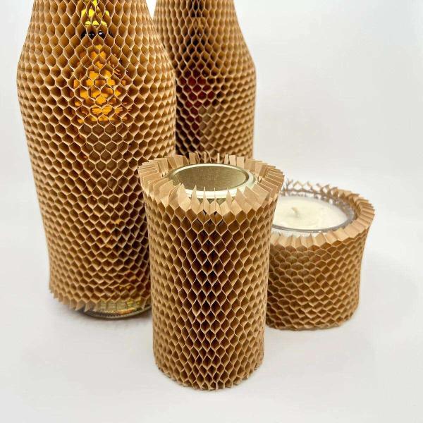 Customizable Bottle Sleeve Packaging Biodegradable Honeycomb Kraft Wrapping Paper Eco Friendly