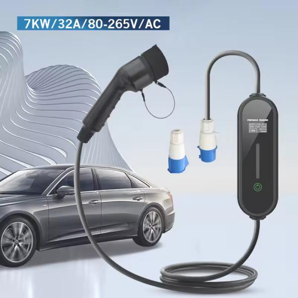 AC TYPE2 32A 7kw Cargador de automóvil de fase única Ajuste inteligente Reservación