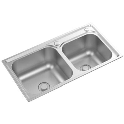 A cozinha dobro SUS304 do dissipador da bacia do restaurante escovou a cor