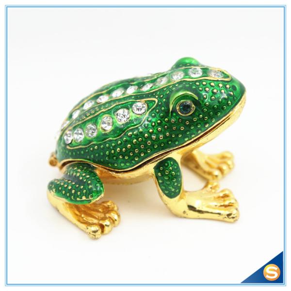 Wholesale Metal Frog With Crystal Jewelry Box Cute Trinket Box For Gifts SCJ753
