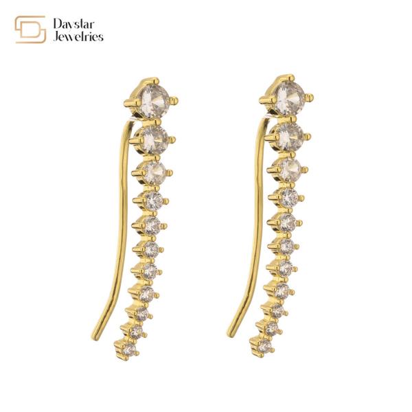Full Round Diamond Stud Earrings 18k Gold Jewellery Zircon Hook For Women