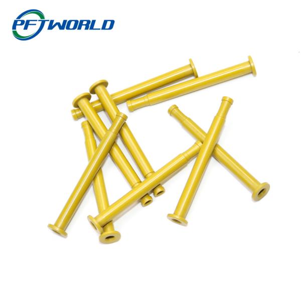 CNC Machined Processed Plastic Long Tube, Golden Color,  Internal Connection, Semiconductor Parts