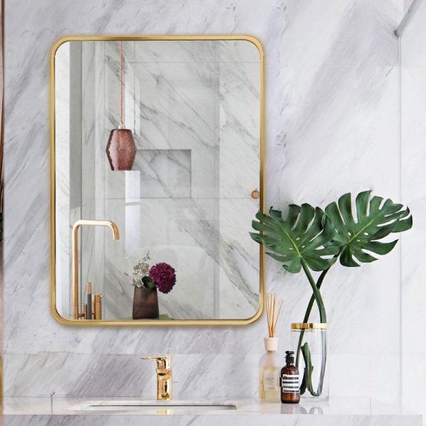 Цвет золота Matt металла зеркал Bathroom СИД прямоугольника алюминиевый обрамленный
