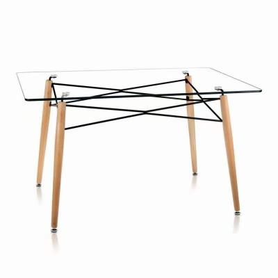North Europe EAM toughened glass table household simple modern fashion rice table rectangular table