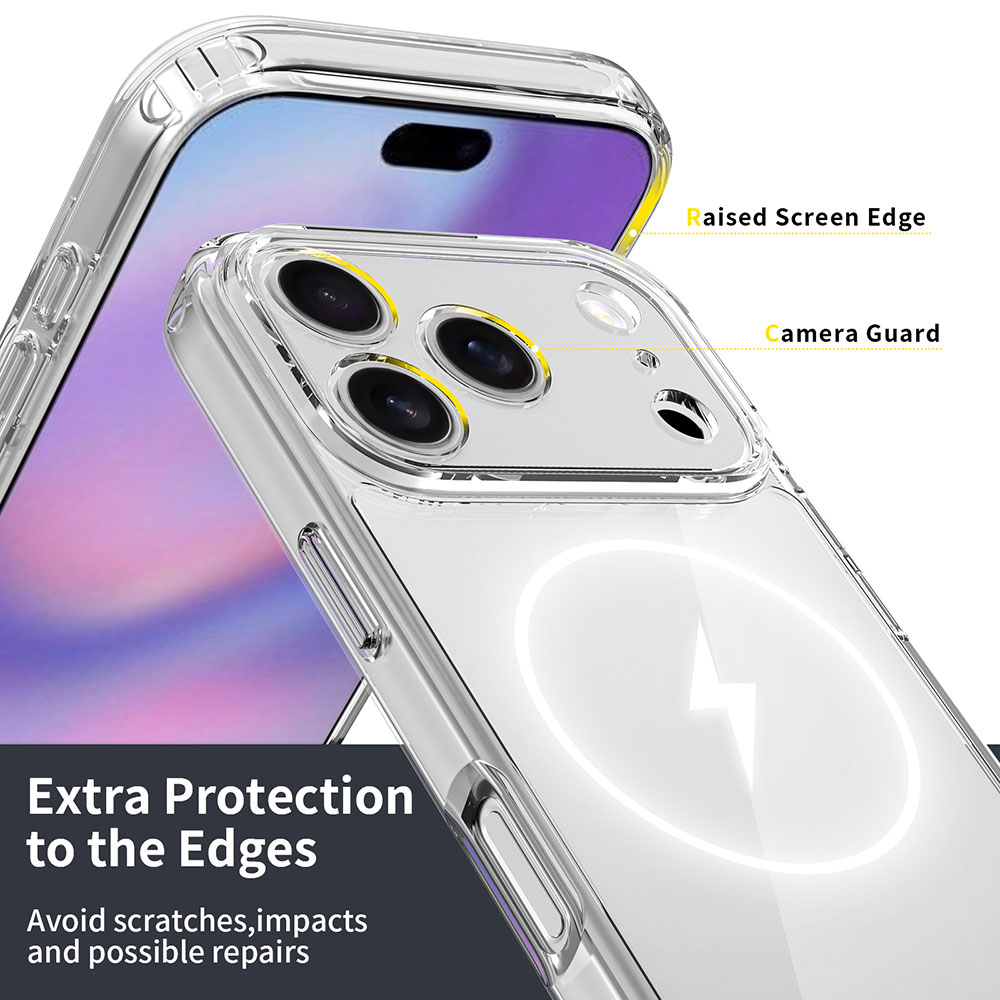 Laudtec Precision Cut Anti-Scratch Hard PC Back Clear Magnetic Phone Case for iPhone 18 17 16 Pro Max Built-in 12N Strong Magnet
