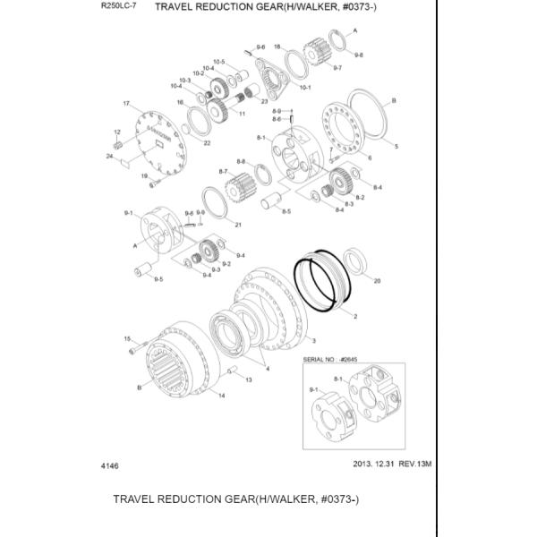 XKAQ-00398 XKAQ-00179 XKAQ-00965 XKAQ-00966 39Q7-12180 Excavator Final Drive Parts For R290LC-7 R250LC7 R300LC7 R320LC7