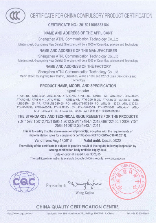 Shenzhen Atnj Communication Technology Co., Ltd. Сертификации
