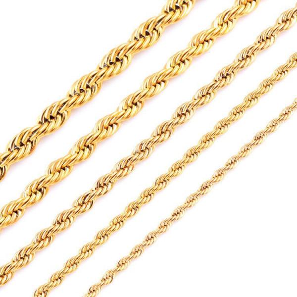 Twisted Rope Necklace Collarbone Chain Stainless Steel Multi-spec Size Hip Hop Twist