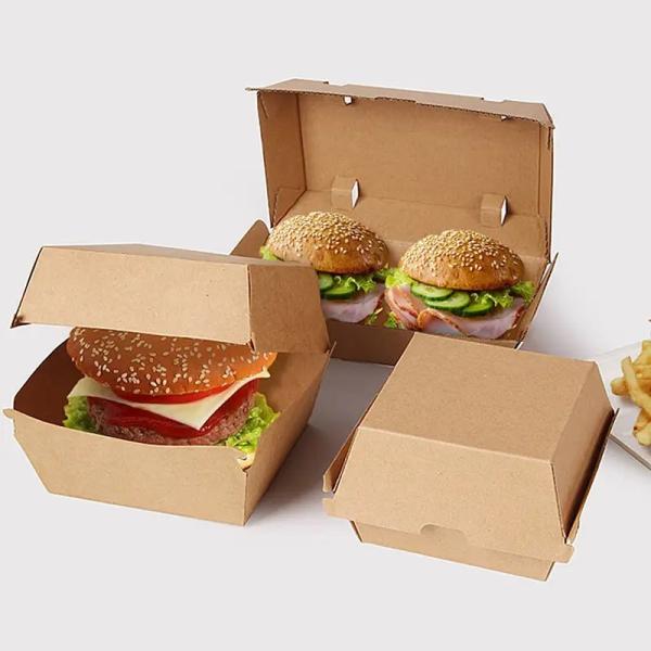 Custom Logo Square Folding Paper Burger Box Corrugated Burger Boxes