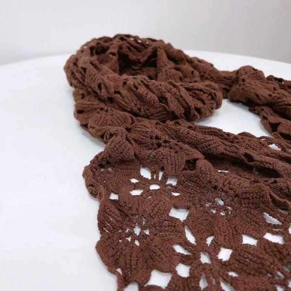 Y-F Spring and Autumn Neckwarm Scarf Soft Warm Lace Crochet Flower Long Knitted Thin Shawl Scarves