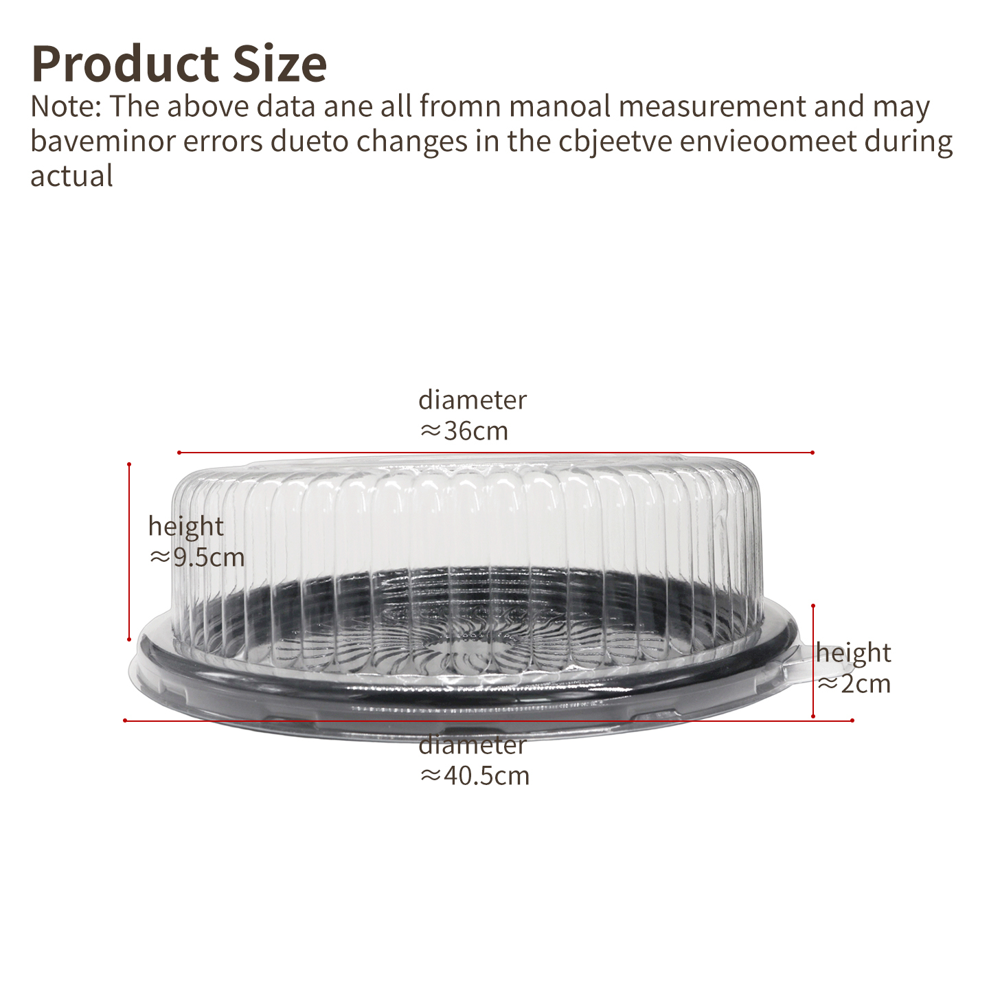 custom disposable round 12 inch PET transparent cake box with lid