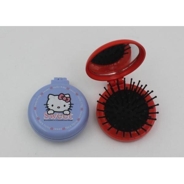 Lady Travel Makeup Mirrors In Stadium And Subway , Folding Hairbrush With Mirror