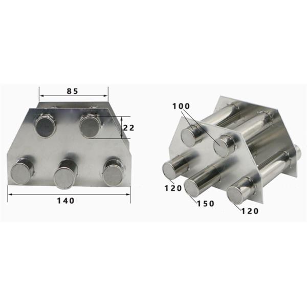 Rod Baffles Magnetic Separator for 10000Gs Grate Hopper Stainless Steel Neodymium Magnet