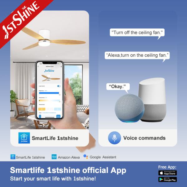 1stshine 52 Inches LED Ceiling Fan with Light and Remote Control Home Office Lightin