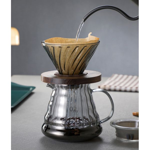 Eco Friendly Food Grade Glass Coffee Pot Set Includes Filter Modern Style
