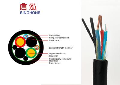 Outdoor Indoor 4 Core Multimode Fiber Optic Cable With Copper Wire Power Supply