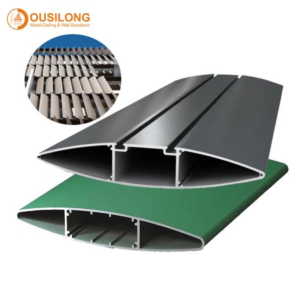 O perfil de alumínio de construção da fachada cega o sistema de alumínio exterior decorativo da máscara de Sun do revestimento de PVDF para a parede