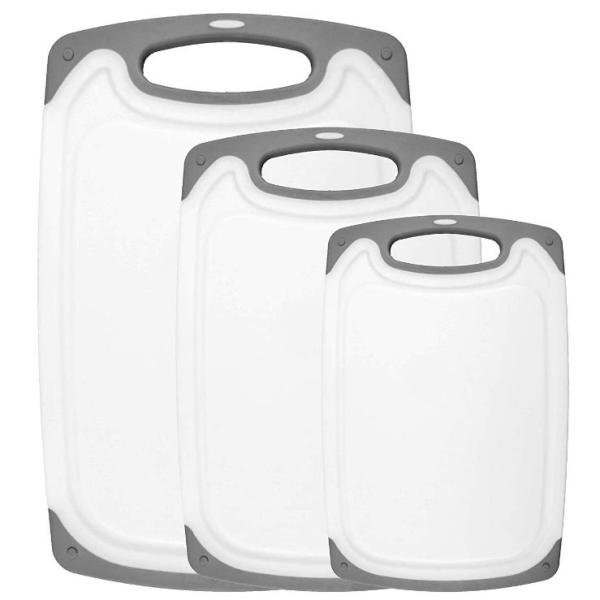 BPA Free Plastic Chopping Kitchen Cutting Board Juice Grooves With Easy Grip Handles 676g