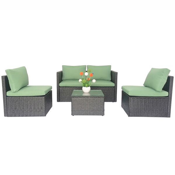 Mini Size Cheap Price Metal Frames High Quality Wicker Garden Furniture Set of 5 Sofas